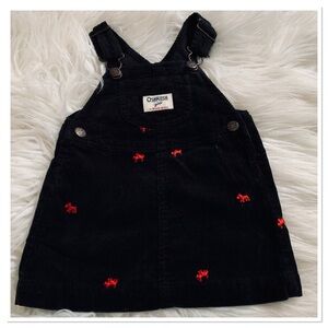 OshKosh B'gosh Corduroy Scotty Dog Overall Dress Black Red 12Months